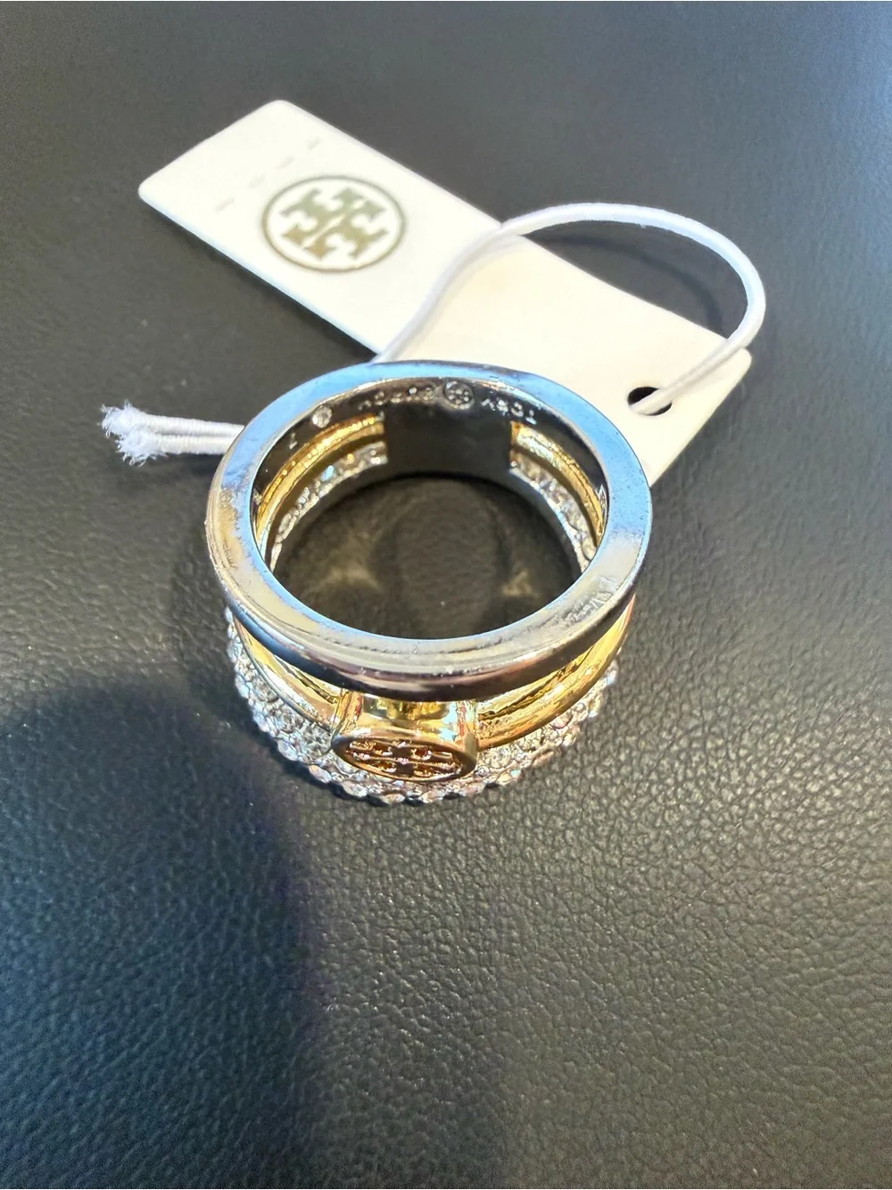 Tory Burch | Gold & Silver Played Triple Stack Ring Set | Size 7
